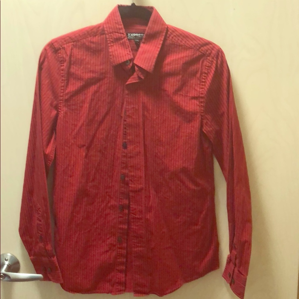 EXPRESS Red Men’s Pinstripe Button Down Shirt
